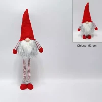Gnomo di Natale con Cappello di Lana e Gambe ad Altezza Regolabile - 80 cm
