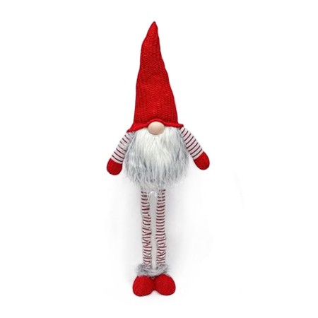 Gnomo di Natale con Cappello di Lana e Gambe ad Altezza Regolabile - 80 cm