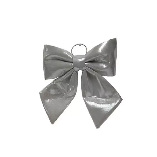Fiocco Metallizzato Argento per Albero di Natale 34 cm