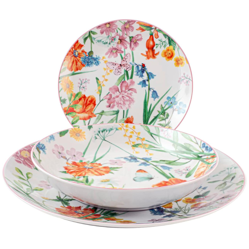 Set 12 Pezzi Piatti In Opale Bianco &ndash; Made In Italy