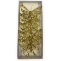 Box 5 Pinzette a Farfalla Oro con Glitter 8 cm