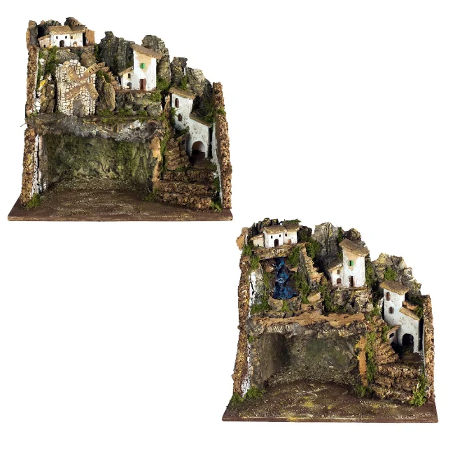 Presepe con Luci, Cascata e Mulino a Vento 45 x 30 x 38 cm