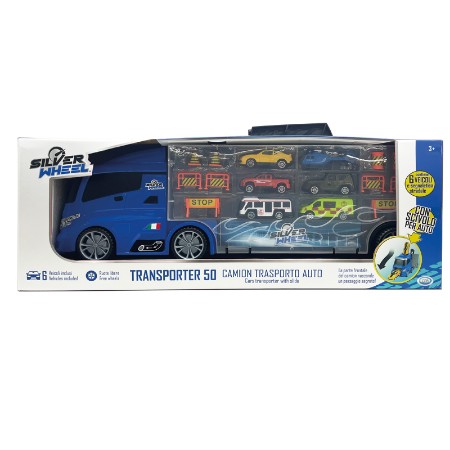 ODS Toys Silver Wheel Transporter 50 con 6 Auto
