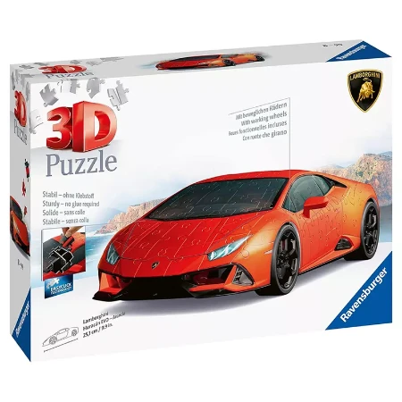 Ravensburger Puzzle 3D Lamborghini Huracan Evo Arancione 108 pezzi