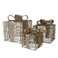 Christmas Decoration Set 3 Pacchi Luminosi Oro