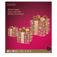 Christmas Decoration Set 3 Pacchi Luminosi Oro
