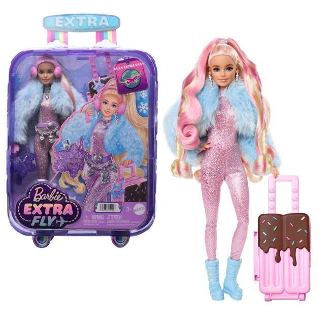 Paniate - Barbie Extra Fly Bambola Viaggiatrice con Look a Tema Neve