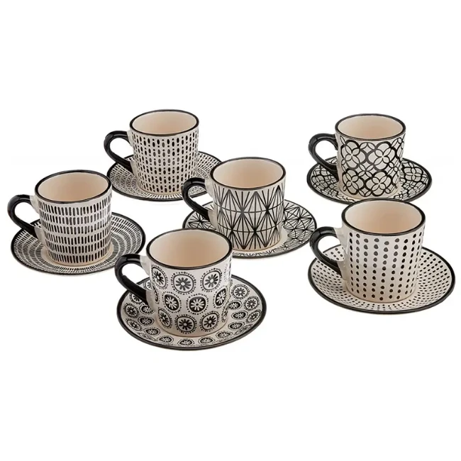 Set tazza tè con piattino e teiera porcellana decorata Michelle H&H