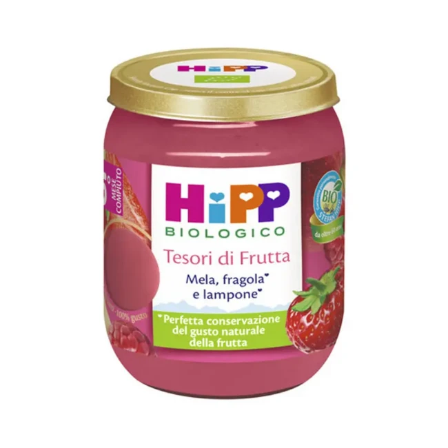 Hipp Tesori di Frutta Omogeneizzato Mela, Fragola e Lampone 160 g