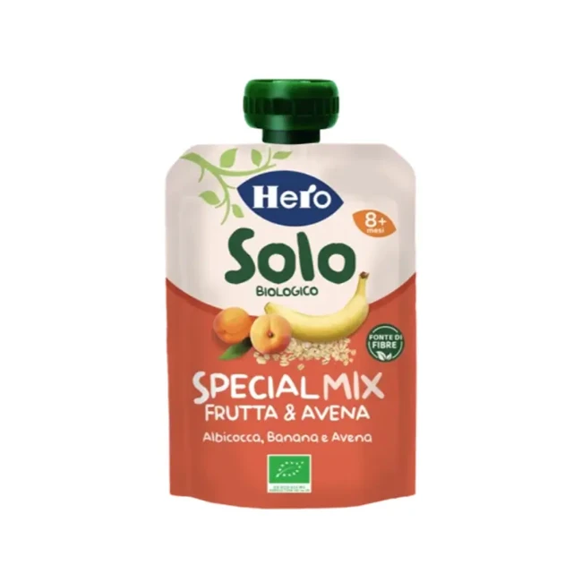 Hero Solo Pouch Bio Special Mix Frutta e Avena: Albicocca, Banana e Avena 100 g