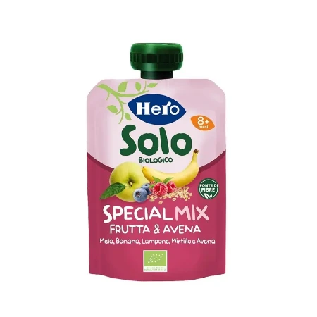 Hero Solo Pouch Bio Special Mix Frutta e Avena: Mela, Banana, Lampone, Mirtillo e Avena 100 g