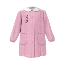 Siggi Grembiule Asilo Bambina Quadrotti Rosa e Bianchi - Farfalle