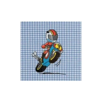 Siggi Grembiule Asilo Bambino Quadrotti Azzurri e Bianchi - Moto