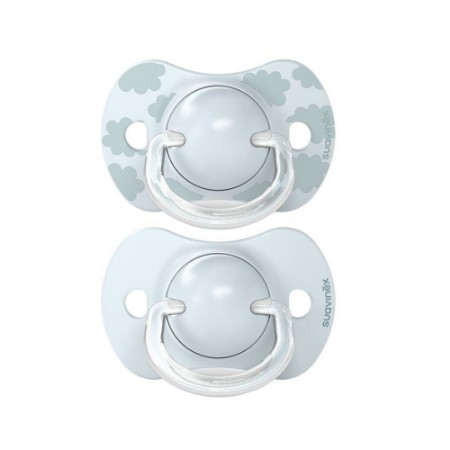 Suavinex 2pz Ciuccio Dreams in Silicone con Tettarella Simmetrica Sx Pro, Confezione Doppia, 0-6 Mesi - Azzurro