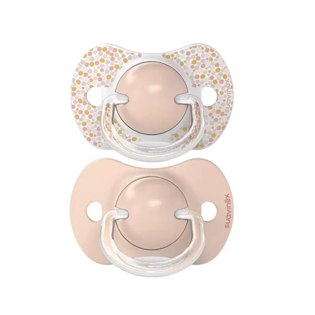 Suavinex 2pz Ciuccio Dreams in Silicone con Tettarella Simmetrica Sx Pro, Confezione Doppia, 6-18 Mesi - Rosa