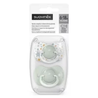 Suavinex 2pz Ciuccio Dreams in Silicone con Tettarella Simmetrica Sx Pro, Confezione Doppia, 6-18 Mesi - Azzurro