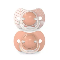 Suavinex 2pz Ciuccio Dreams in Silicone con Tettarella Simmetrica Sx Pro, Confezione Doppia, 18+ Mesi - Rosa