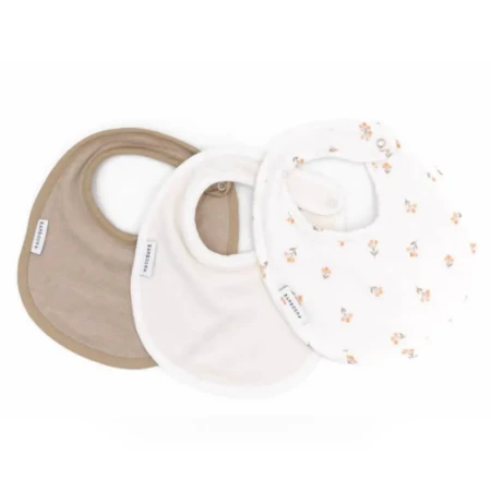 Bamboom Set 3pz Bavaglini Bibset in Bambù e Cotone Organico - Bianco, Sabbia, Rosehip