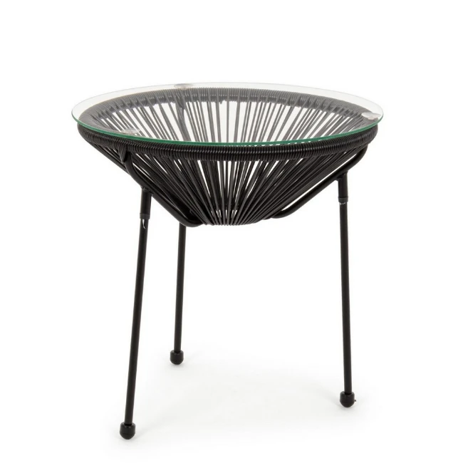 Paniate Tavolino Parker per esterno in acciaio e vetro color