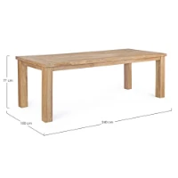 Bizzotto Tavolo da Esterno Bounty in Teak Riciclato per Giardino 240x100 cm