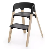 Stokke Sedia Evolutiva Steps con Funzione Sdraietta, Seggiolone, Sedia max 85kg - Black/Natural