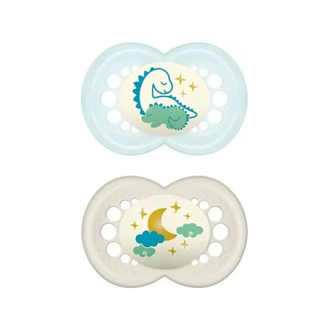 Mam 2pz Ciuccio Original Ortodontico in Silicone, 6m+ - Azzurro e Grigio