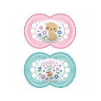 Mam 2pz Ciuccio Original Ortodontico in Silicone, 6m+ - Rosa e Azzurro