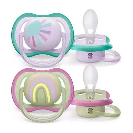 Philips Avent 2pz Ciuccio Ortodontico Ultra Air Collection Sole e Arcobaleno 0-6m - Rosa