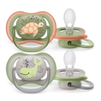 Philips Avent 2pz Ciuccio Ortodontico Ultra Air Collection Tartaruga e Balena 6-18m 