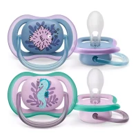 Philips Avent 2pz Ciuccio Ortodontico Ultra Air Collection Pesce e Cavalluccio Marino 6-18m 