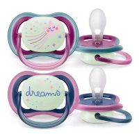 Philips Avent 2pz Ciuccio Ortodontico Ultra Air Night Fluo Collection 6-18m - Cometa e Dreams 