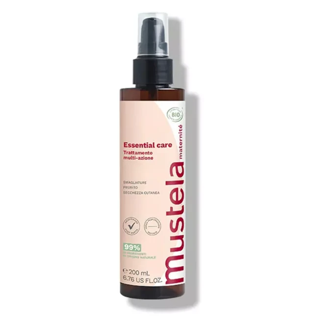 Mustela Spray Essential Care Trattamento Smagliature 3in1 per Gravidanza e Post-Parto 200ml