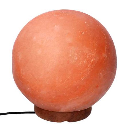 Lampada di Sale con Base in Legno Sfera