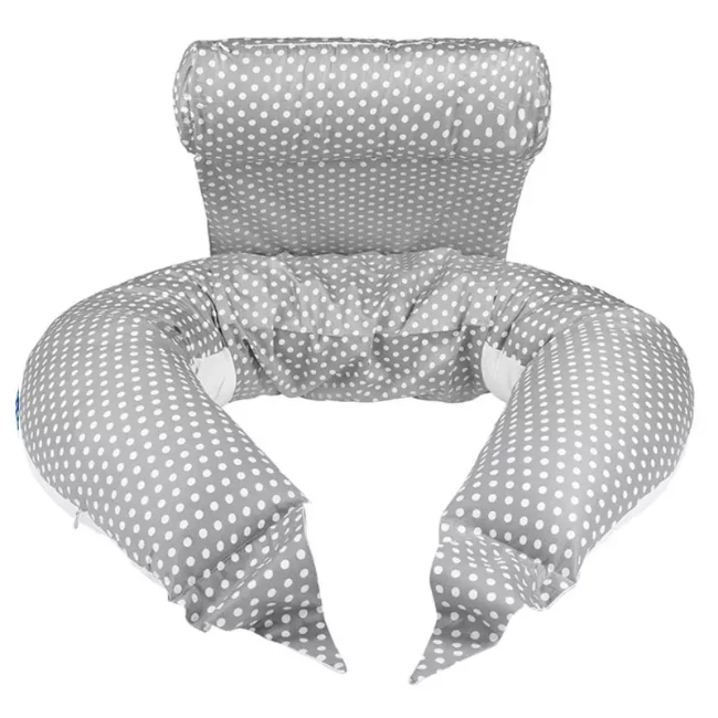 Cuscino Allattamento Con Cintura Di Sicurezza - Supporto Per Mamme E Neonati, Grigio A Pois - Foto 6