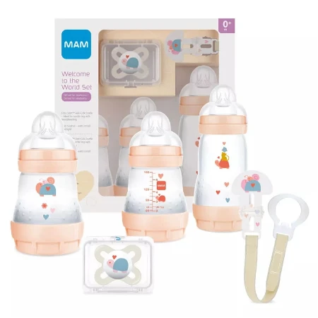 MAM Set Benvenuto Neonato Welcome To The World con Biberon, Ciuccio, Clip Salvasucchietto