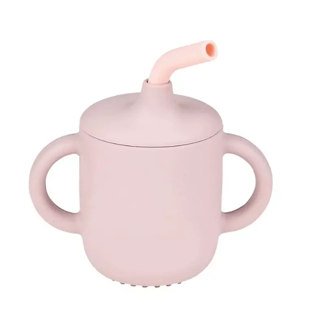 Nattou Tazza con Cannuccia in Silicone - Rosa