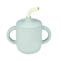 Nattou Tazza con Cannuccia in Silicone - Verde