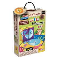 Lisciani Giochi Montessori Baby Wood Cubes And Puzzle 2 in 1
