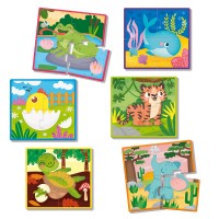 Lisciani Giochi Montessori Baby Wood Cubes And Puzzle 2 in 1