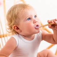 Nattou Set 4 Cucchiai in Silicone per Bambini con Portaposate incluso