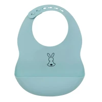 Nattou Bavaglino con Tasca Morbido in Silicone - Azzurro