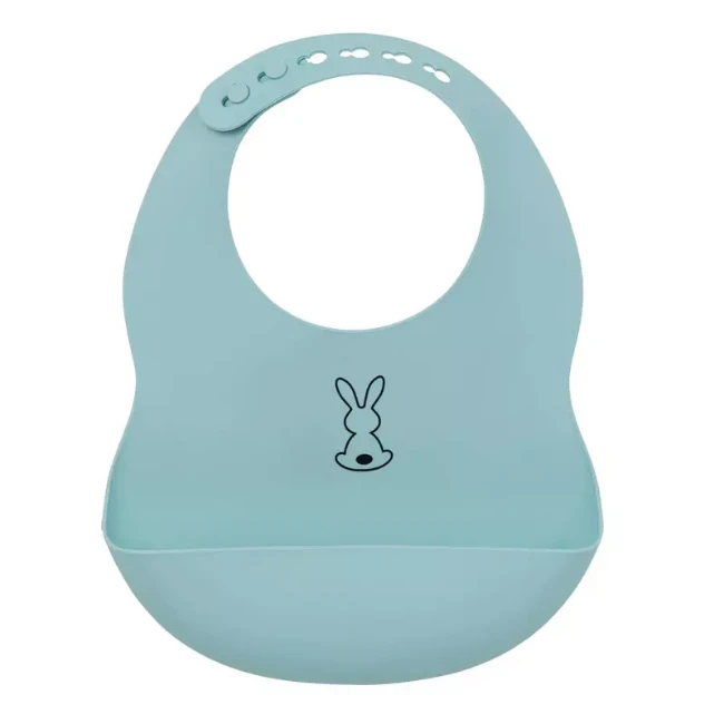 Nattou Bavaglino con Tasca Morbido in Silicone - Azzurro