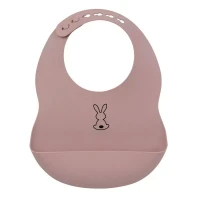 Nattou Bavaglino con Tasca Morbido in Silicone - Rosa Antico