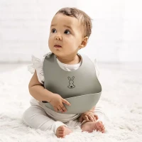 Nattou Bavaglino con Tasca Morbido in Silicone - Verde