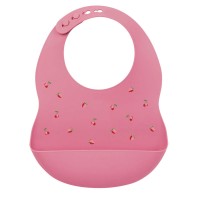 Nattou Bavaglino con Tasca Morbido in Silicone - Rosa