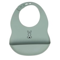 Nattou Bavaglino con Tasca Morbido in Silicone - Verde