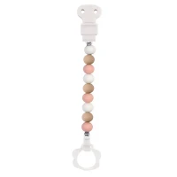 Nattou Catenella Portaciuccio con Perle e Clip - Rosa e Bianco