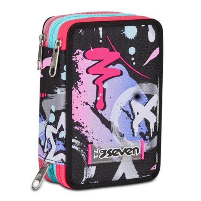 Astuccio Seven 3 Scomparti Yantry Girl - Nero, Completo Di Penne, Matite E Accessori - Foto 11