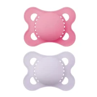 Mam Succhietto Neonato Original 2-6 mesi in Caucciù Set da 2 con Custodia Porta Ciuccio - Rosa