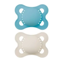 Mam Succhietto Neonato Original 2-6 mesi in Caucciù Set da 2 con Custodia Porta Ciuccio - Blu